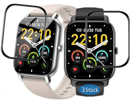 Frgnie Schutzfolie Kompatibel für Donerton Smartwatch 1,85'' (3 Stück) 3D Curved Full Cover Bildschutzfolie, Für P66D Smartwatch Displayschutzfolie