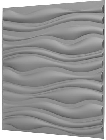 NOVECRAFTO Wave Effect 3D Wall Panels - 6 Sheets Covering 1.5 sqm | 16.15 sqf Interior Cladding Panels Set | 3D Wall Tiles Wave Design in Matt Silver Grey- Each Panel Size 19.6 x 19.6