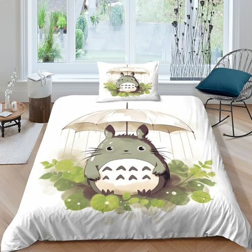 BLUEZY Süße Chinchilla 3D Bettwäsche Bettbezug-Set Kissenbezug Cartoon Anime Bettbezüge 2 Teilig Mikrofaser Mit Reißveschluss Für Erwachsene Teenager Kinder Kinder Kids Single(135x200cm)