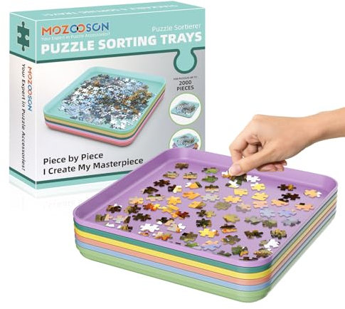 Puzzle Sortierschalen Trays, 6 Pack Puzzle Sorter Zubehör Stapelbar für 500/1000 / 2000 Stück, Trays Geschenk für Puzzle-Liebhaber für Organisation Puzzles