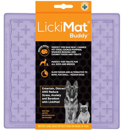 LickiMat Classic Pastel Colours Buddy, Dog Feeding Mat for Boredom & Anxiety Relief, Ideal for Food, Yoghurt or Peanut Butter, Lick Mats, Fun Alternative to Slow Feeder Bowl, Lavender
