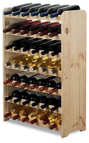 PROREGAL Weinregal PINOTWINE C | HxBxT 87,2x63,2x26,5cm | 42 Flaschen | Massives Kiefernholz | Natur unbehandelt | Weinhalter Weinständer Flaschenständer Flaschenregal Holzregal