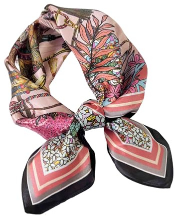 100% Pure Mulberry Silk Square Scarf for Hair-27''x27''- Women Silk Neckerchief Head Wrap Scarf