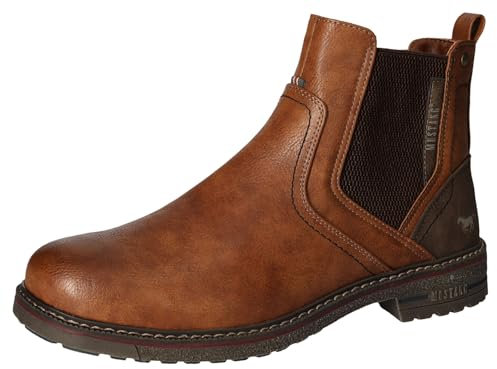 MUSTANG Herren Stiefelette Chelsea Boot Gummizug Stretcheinsatz 4201-502, Größe:46 EU, Farbe:Braun