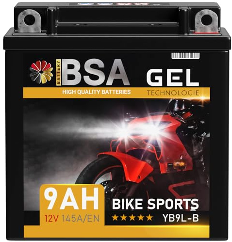 BSA YB9L-B GEL Motorrad-Batterie 12V 9Ah YB9L-A2 50912 12N7-3B 12N9-3B