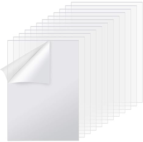 JIEHIN 12 placas de cristal acrílico A4, placa acrílica transparente de 2 mm, placa de plástico transparente, disco acrílico rectangular, placas acrílicas para manualidades, carteles, sustitutos de