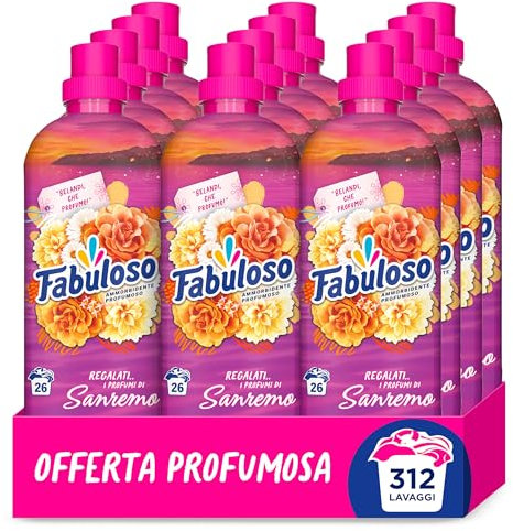 Fabuloso Ammorbidente Concentrato I Regalati l'Italia con Profumi di Sanremo 12x585ml | Fragranza che Dura per Settimane* | Fragranza Attivata dal Movimento | 312 Lavaggi