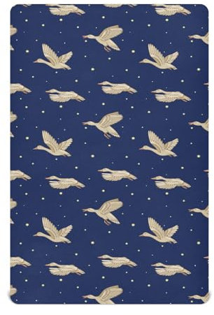 Babybett-Spannbetttuch für Kleinkinder, weiches Baby-Bettwäsche-Set, passend für Standard-Kinderbett- und Kleinkindmatratzen, 99,1 x 68,6 cm, Wildenten fliegen unter Nachthimmel