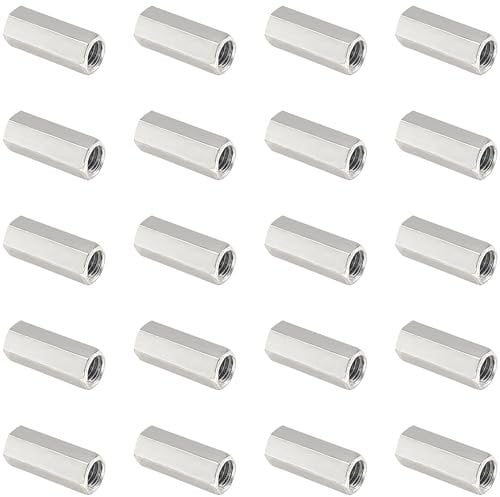 20 PCS Long Rod Nuts,Hex Coupling Nuts Fasteners,Hex & Machine Sleeve Nuts (M8*27mm)
