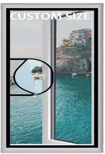 Custom Size Window Screen,Self-Adhesive Cat Safety Net,Mosquito Fly Netting Bug Bee Protector,Semi-Transparent Net for Balcony Window,Double Zip
