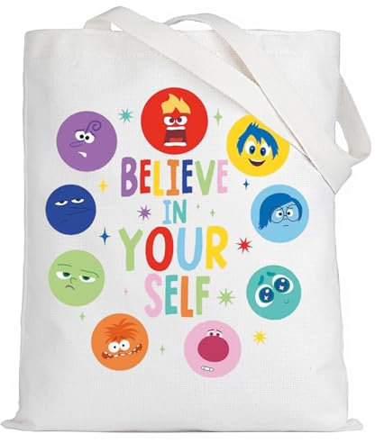 KEYCHIN Joy & Tristezza & Paura Personaggi Tote Bag Anger & Disgusto Fan Regali Believe In Yourself Borsa a tracolla Ansia Merch, Credere in Tb