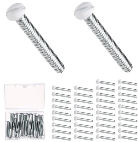 40 Pcs Wall Plate Screws, 1.2'' White Outlet Screws Long Outlet Screws Outlet Cover Screws Switch Plate Screws Device Mounting Screws Stainless Steel Screws Light Plate Screws Replacement