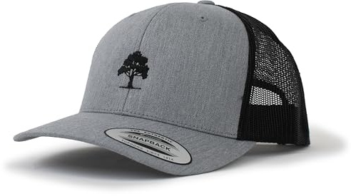 Trucker Cap Flexfit Snapback : Baum Wald - Jäger-Hut Outdoor Cap - Cappi Geschenk für Jäger Natur Baseball Cap Kappe Mütze Outdoor Kletter Wander Zubehör (Heather/Black)