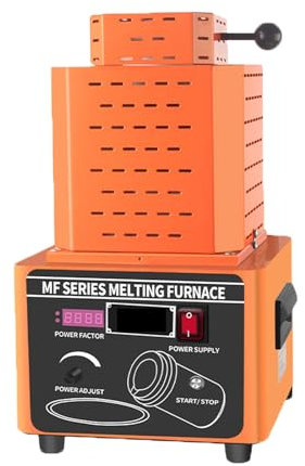 FJYAWEN Forno per Fusione Dell'oro, Macchina per Fusione Digitale dei Metalli a 2912 ℉, Kit per Fusione dei Metalli con Crogiolo in Grafite da 1 kg/2 kg/3 kg per Rottami Metallici Fusi,Orange-2kg