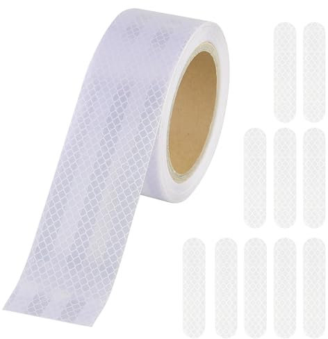 Nastro riflettente 10 m x 5 cm, autoadesivo, ad alta intensità, catarifrangente, bianco, impermeabile, riflettente per biciclette, veicoli, auto