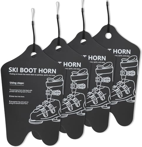 Gosknor 4 Pezzi Calzascarpe, 21,6x33cm Calzascarpe da Sci e Snowboard con Coulisse Tagliabile Accessori da Sci Aiuto per le Scarpe per Tutte le Età