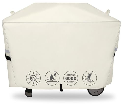 QuliMetal 7112 Grill Cover for Weber Q2000, Q2200, Q2400, Q2000N+, 2800N+, Q300, Q320, Q3000, Q3200 Gas Grills, 600D Waterproof Fade Resistant BBQ Gas Grill Cover, Beige