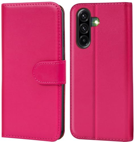 Verco Handyhülle für Samsung Galaxy A56 5G Hülle, Bookcase Tasche Flipcover für Samsung A56 5G Case [Kartenfächer/Aufstellfunktion], Pink