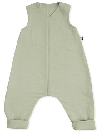 Julius Zöllner Schlafoverall Jumper Musselin 0,5 TOG Gr. 80 | 100% Baumwollmusselin | Oeko-TEX Standard 100 | Lime