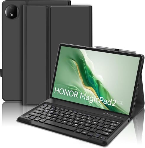 SENGBIRCH Keyboard Case for Honor Magic Pad 2 12.3 inch - UK Layout Detachable Wireless Bluetooth Keyboard, Protective Cover for Honor Magic Pad 2 2024, 12.3-inch AI Tablet with Keyboard, Black