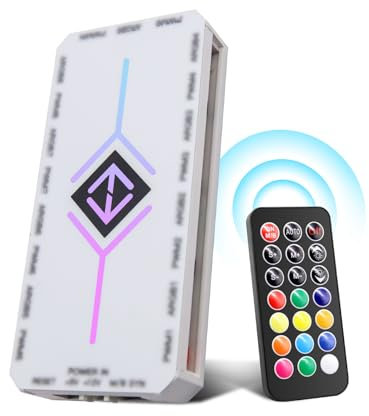 ARGB PWM Fan Hub con controller RUIZHI 2 in 1 ARGB Controller Hub con 9 x 4Pin PWM Fan Connectors & 5V 3Pin porte con base magnetica e alimentazione SATA 18 porte per illuminazione RGB/controller RGB