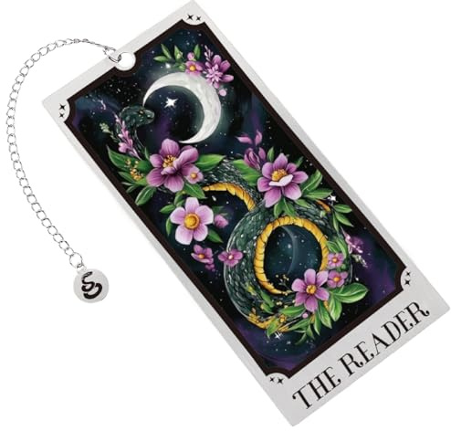 craspire Rechteckiges Lesezeichen Aus Metall In Schlangenform Edelstahl Blume Mond Mit Kette Lesemarker Dark Romance Merch Fantastisches Geschenk Für Buchliebhaber Bücherwurm Dekorationen Leser