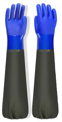 MITUMORMOR Teichhandschuhe Lang, 70cm Teichpflege Handschuhe, PU Handschuhe Sandstrahlen, Wasserdicht Handschuhe, Fischerhandschuhe