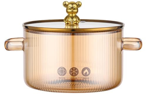 Pentola a Cottura lenta in Vetro Trasparente,Pentole in Vetro per Fornelli A Gas,Trasparente Padella di Pasta,Pentola in Vetro Trasparente,Resistente al Caldo,per Verdura E Zuppa