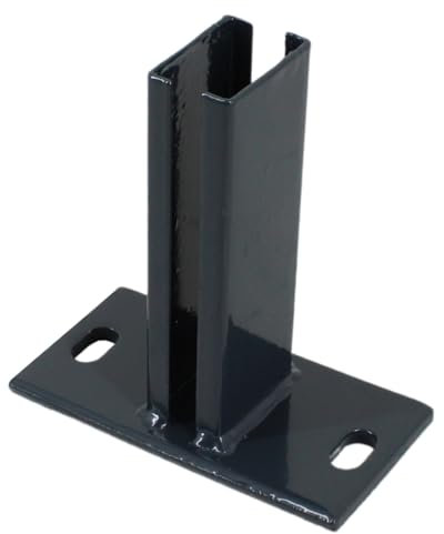 Bodenplatte (anthrazit) – für Zaunpfosten 60x40 mm, Fußplatte 150x80 mm, aus Metall, pulverbeschichtet, zur Befestigung auf Beton (1)