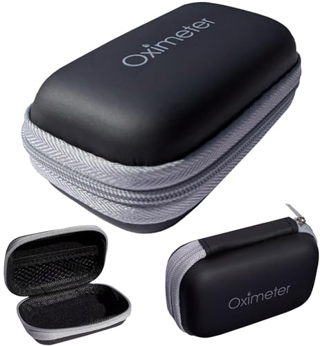 Hard Shell Pulse Oximeter Carrying Case – Protective Travel Storage Bag for Finger Pulse Oximeters – Compact EVA Cover with Mesh Pocket
