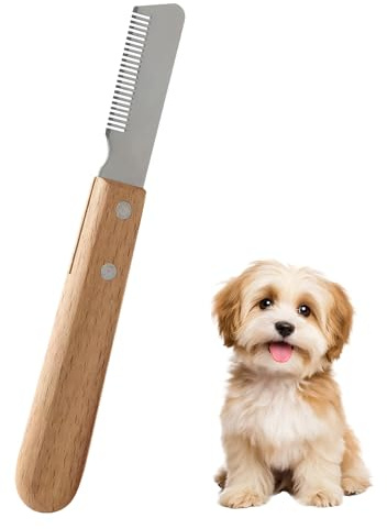 Hunde Trimmmesser für Stumpf Hundes Rauhaardackel Dackel Fein Deckhaar Terrier, Trimmkamm Hund mit Holzgriff, Deckhaar Trimm Messer, Abisoliermesser Ergonomisches Unterwoll Geschliffenem Edelstahl