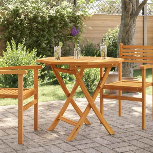 QUAHEAS Klappbarer Gartentisch 85x85x76 cm, Teak Massivholz, wetterfest, für 4 Personen, ideal für Terrasse, Balkon, Garten