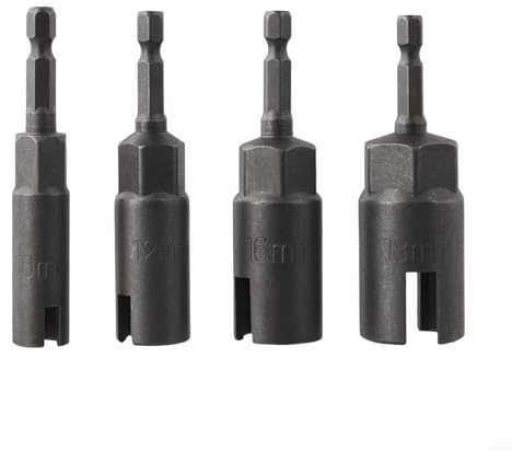 Juego de 4 llaves de vaso de perno de mariposa con vástago hexagonal de 1/4 pulgadas, construcción de acero al cromo vanadio, compatible con taladros eléctricos y destornilladores para