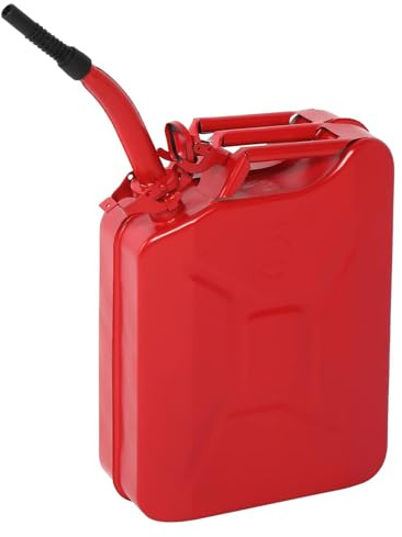 Generisch Benzinkanister 20l 10l 5l Metall Mit Ausgießer, Kraftstoffkanister Mit Entlüftung, Dick Und Langlebig Kraftstoff Kanister, Reservekanister Für Benzin & Diesel,Rot,5L
