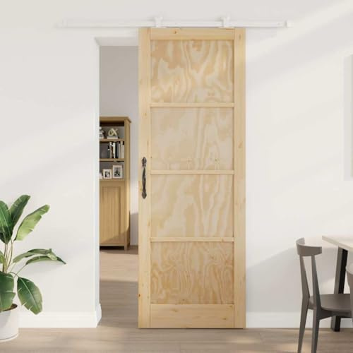 Innentüren Komplettset Falttüren,Schiebetür-Set Natur und Weiß 83 x 232 cm,Zimmertüren für Badezimmer,Schlafzimmer,Kinderzimmer