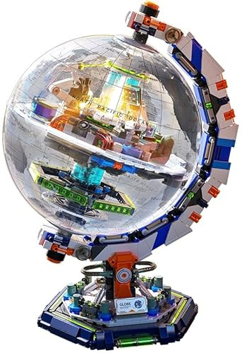 Flubecrux Interaktiver Globus Bauset, 360° Drehbares Weltmodell | STEM Lernspielzeug, Geschenk für Jugendliche & Erwachsene