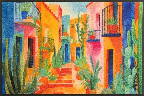 Wash+Dry Fußmatte Casas de Colores 50x75cm, innen und außen, waschbar