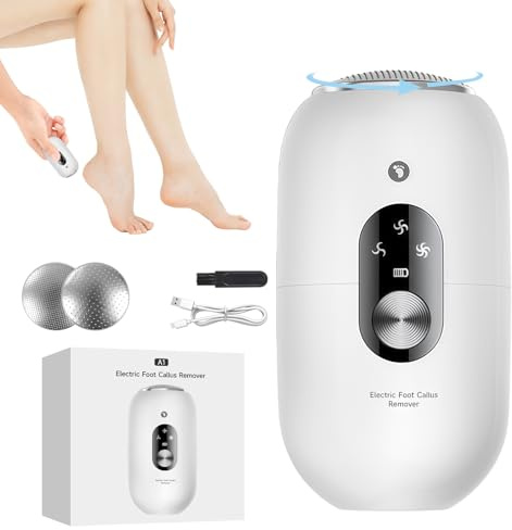 Hornhautentferner Elektrisch mit 2 Edelstahl-Schleifköpfen, Elektrischer Hornhautentferner für Füße, Hornhaut Entfernen Fuß, Elektrische Fußpflege, IPX6, Mini Pediküre Set, Elfenbein
