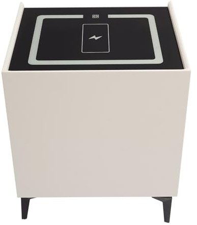Clevenger Smart Nightstand with Wireless Charging and Bluetooth Speaker Bedside Table 3 Drawers Fingerprint Lock Bedroom Furniture 50x40x59cm