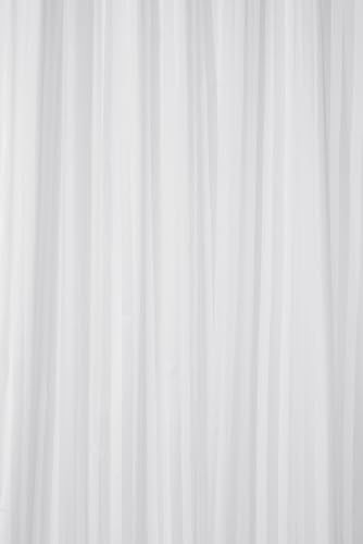 Croydex White Woven Stripe Water-Resistant Textile Shower Curtain,1800 x 1800mm