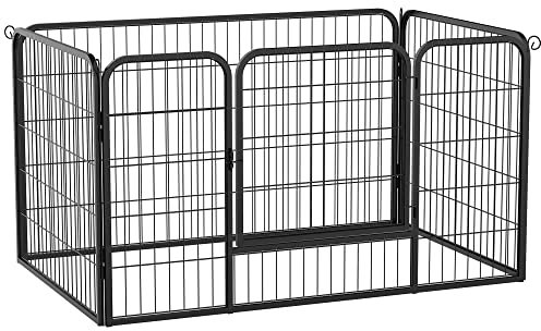 PawHut Luxe Parc enclos modulable Acier 4 Panneaux et 1 Porte pour Chiens, Lapins, rongeurs, Petits Animaux, intérieur et extérieur 125L x 80l x 70H cm Noir