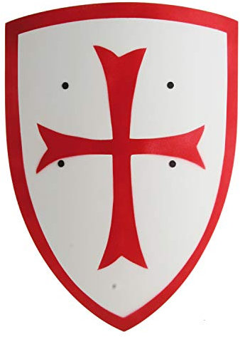 Schild groß Kreuzritter weiß/rot gebogen 36 x 50 cm