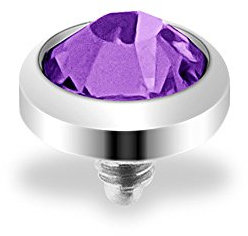 Taffstyle® Dermal Anchor Piercing Aufsatz Kugel Kristall Ball Flach / 4mm - Lila