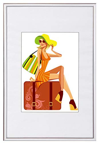 WOLTU Bilderrahmen 13x18 cm Fotorahmen aus Kunststoff mit Passepartout, Posterrahmen zum vertikalen oder horizontalen Aufhängen/Aufstellen, Collage Wanddeko, Silber