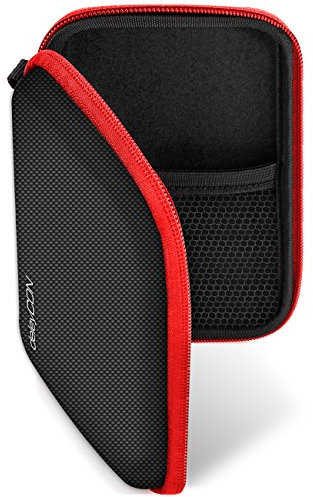 deleyCON Navi Tasche Navi Case Tasche für Navigationsgeräte - 4,3 Zoll & 5 Zoll (14,6x9,3x3,4cm) - Robust Stoßsicher 2 Innenfächer - Rot