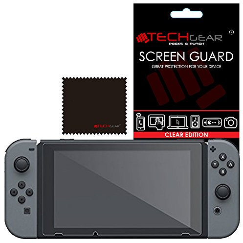 TECHGEAR Pellicola protettiva per Nintendo Switch, pellicola protettiva trasparente per schermo LCD con panno di pulizia e scheda applicatore
