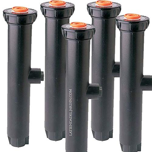 Suinga Pack 5 DIFUSOR DE RIEGO, Altura 24 cm. Aspersor de riego SIN tobera. Rosca 1/2. Altura Emergencia 15 cm, utilizando para superar Altura de Plantas y arbustos, Negro