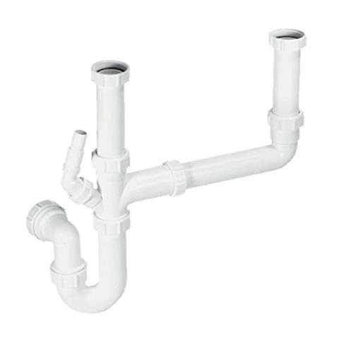 McAlpine SK2A Standard Double Bowl Waste Kit with 2 Nozzles - Includes Strainers, P-Trap and Multifit Outlet.