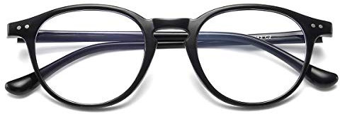 Dollger Blaulichtfilter Brille Computerbrille ohne sehstärke Anti-Blaulicht Klassische Rund Frame Gaming Brille für Damen Herren Schwarz