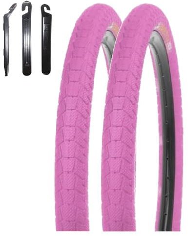 2 x Kenda K-907 Krackpot 20 BMX Fahrradreifen in Pink 50-406 (20 x 1.95) inkl. maxxi4you Reifenheber